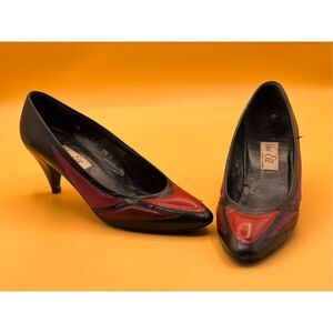 Van Eli Women's Leather Geometric Pointed Toe Heels Pump Purple Red Size 42